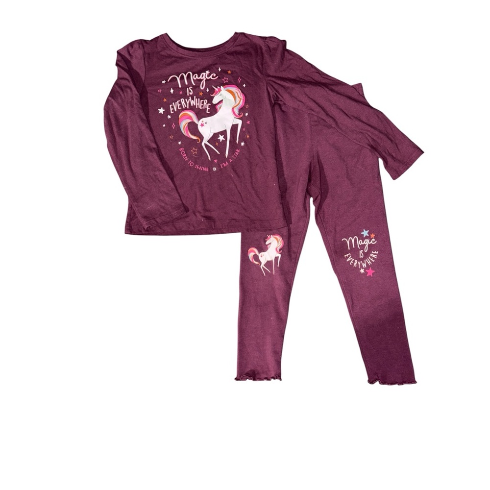 🌞 Garanimals Maroon Unicorn Set Matching Comfort